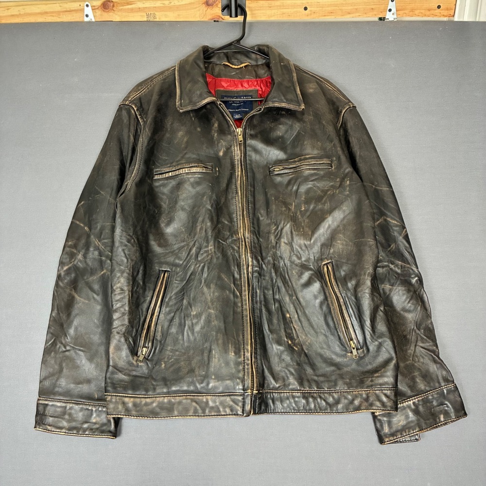 Vintage American Eagle Distressed Leather Jacket Men's Size Large
